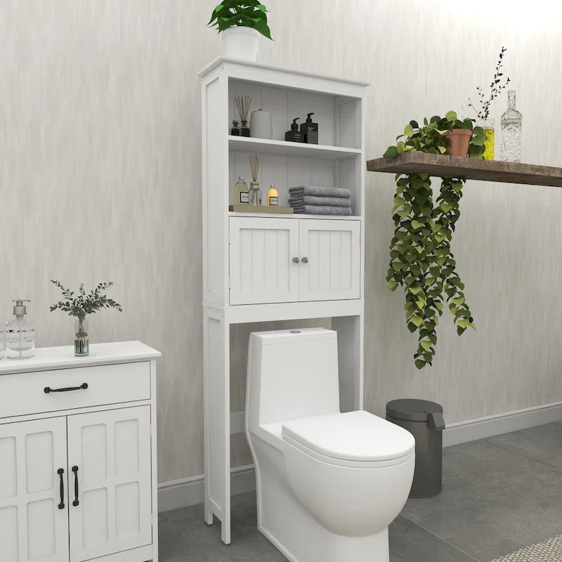 Over-the-toilet Bathroom Storage with 2-doors - 9.06 x 24.80 x 69.69