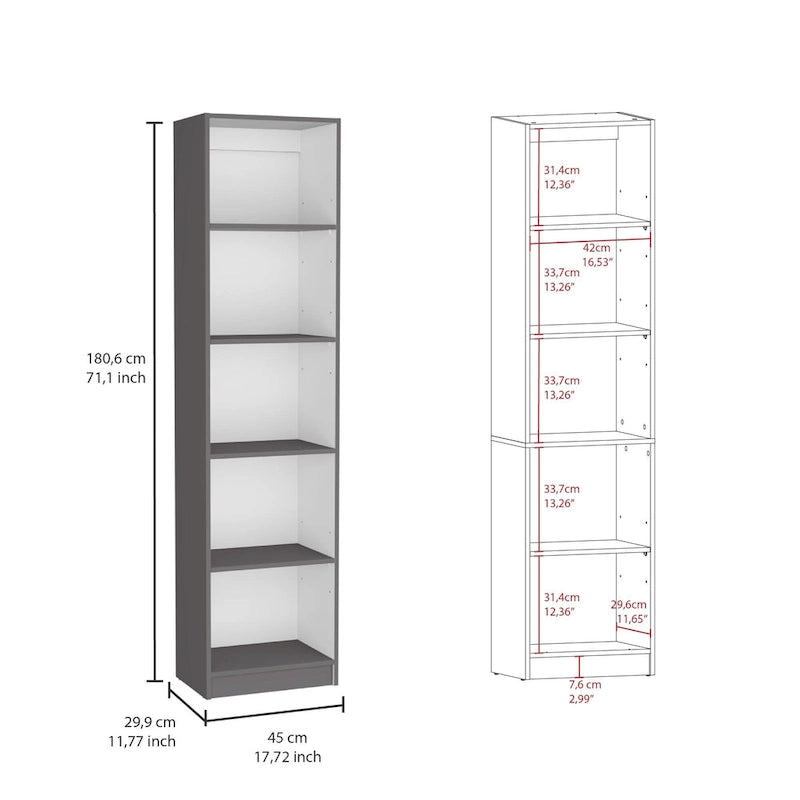 67 Wide 5-Shelf Double Cabinet Bookcase Set of 3