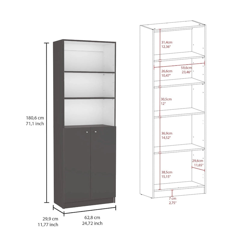 67 Wide 5-Shelf Double Cabinet Bookcase Set of 3