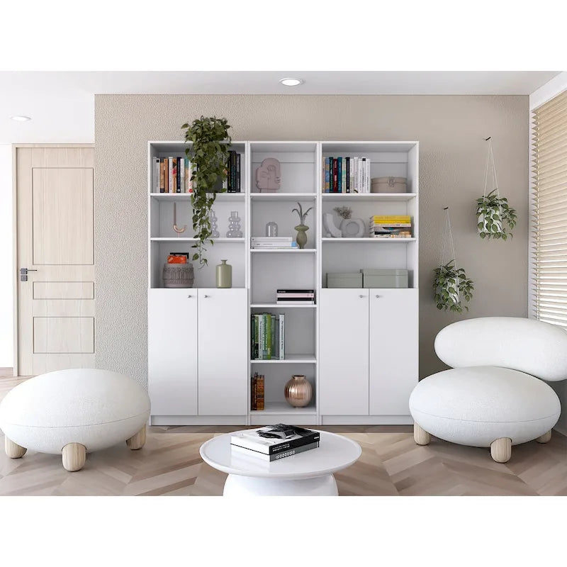 67 Wide 5-Shelf Double Cabinet Bookcase Set of 3