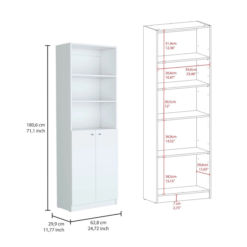 67 Wide 5-Shelf Double Cabinet Bookcase Set of 3