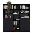 67 Wide 5-Shelf Double Cabinet Bookcase Set of 3