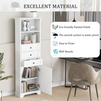 Modern White Storage Cabinet with 3 Drawers and Adjustable Shelves for Bathroom, Kitchen and Living Room