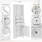 Modern White Storage Cabinet with 3 Drawers and Adjustable Shelves for Bathroom, Kitchen and Living Room