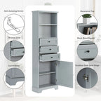 Modern White Storage Cabinet with 3 Drawers and Adjustable Shelves for Bathroom, Kitchen and Living Room