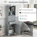 Modern White Storage Cabinet with 3 Drawers and Adjustable Shelves for Bathroom, Kitchen and Living Room