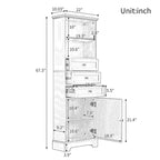 Modern White Storage Cabinet with 3 Drawers and Adjustable Shelves for Bathroom, Kitchen and Living Room