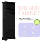 Modern White Storage Cabinet with 3 Drawers and Adjustable Shelves for Bathroom, Kitchen and Living Room