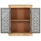 Sideboard with Steel Doors 23.6x13.8x29.5 Solid Mango Wood