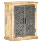 Sideboard with Steel Doors 23.6x13.8x29.5 Solid Mango Wood