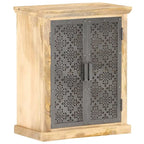 Sideboard with Steel Doors 23.6x13.8x29.5 Solid Mango Wood