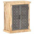 Sideboard with Steel Doors 23.6x13.8x29.5 Solid Mango Wood