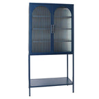 Elegant Floor Cabinet with 2 Glass Arched Doors Living Room Display Cabinet with Adjustable Shelves Anti-Tip Dust-free