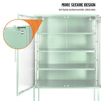 Elegant Floor Cabinet with 2 Glass Arched Doors Living Room Display Cabinet with Adjustable Shelves Anti-Tip Dust-free