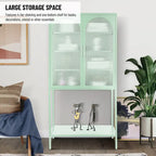 Elegant Floor Cabinet with 2 Glass Arched Doors Living Room Display Cabinet with Adjustable Shelves Anti-Tip Dust-free