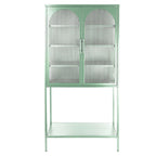 Elegant Floor Cabinet with 2 Glass Arched Doors Living Room Display Cabinet with Adjustable Shelves Anti-Tip Dust-free