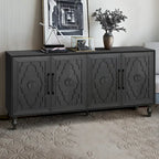 Carved Flower Door Large Storage Cabinet
