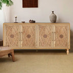 Carved Flower Door Large Storage Cabinet