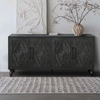 Carved Flower Door Large Storage Cabinet