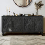 Carved Flower Door Large Storage Cabinet