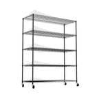 5 Tier Steel Heavy Duty Adjustable Shelves with Wheels and Feet