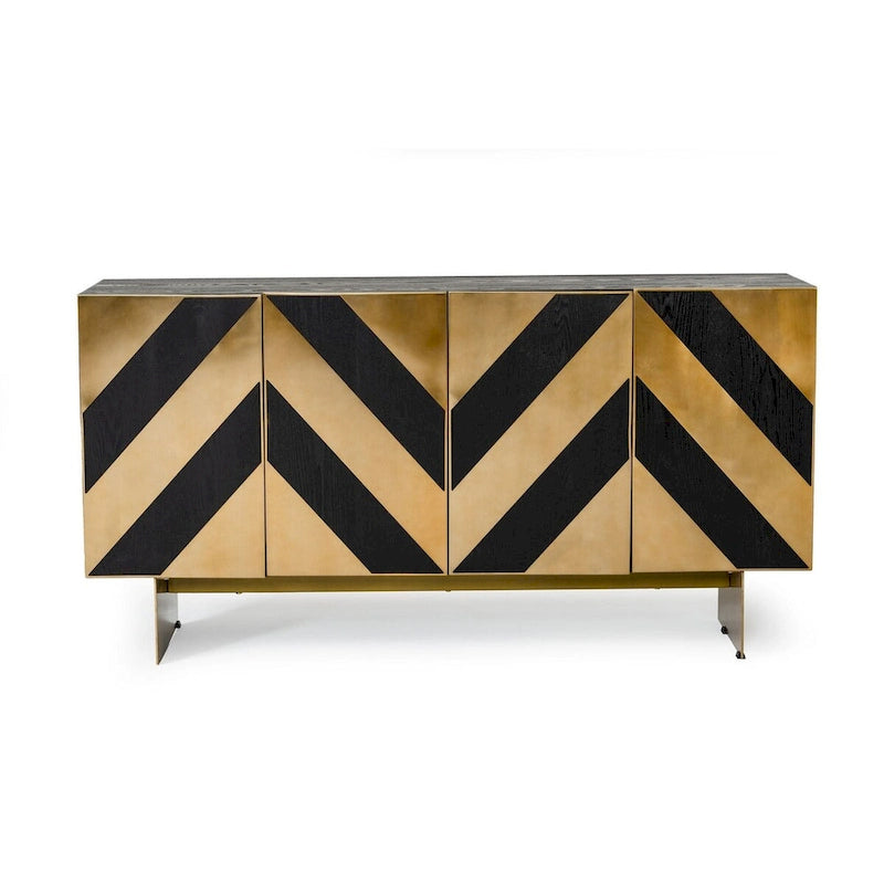 Black Ash & Brushed Brass Modern Buffet
