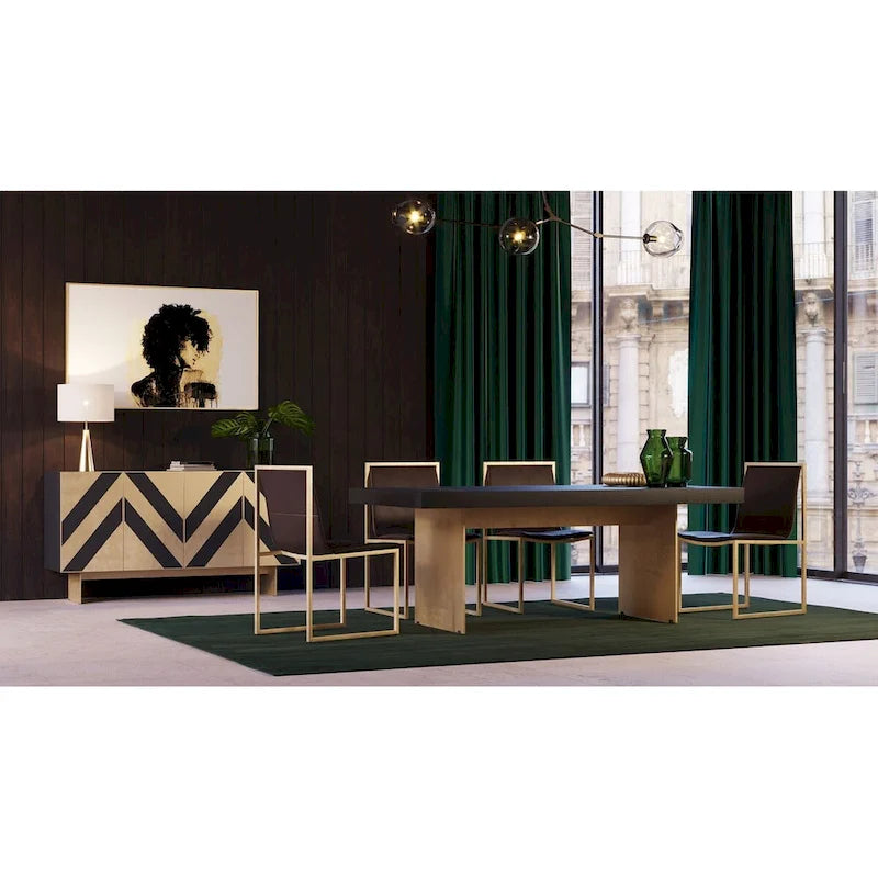 Black Ash & Brushed Brass Modern Buffet