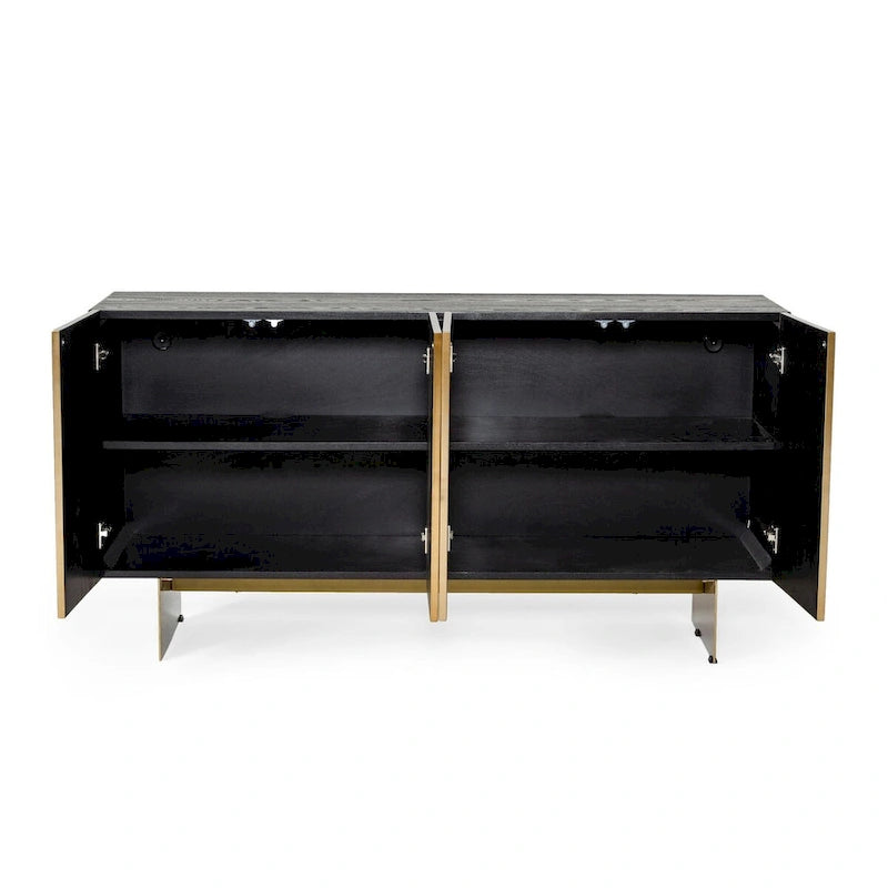 Black Ash & Brushed Brass Modern Buffet