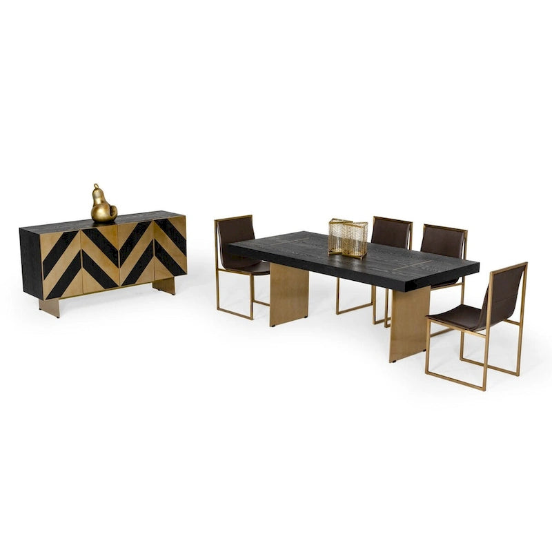 Black Ash & Brushed Brass Modern Buffet