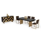 Black Ash & Brushed Brass Modern Buffet