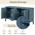 Retro Circular Groove Design Sideboard with Round Metal Door Handle