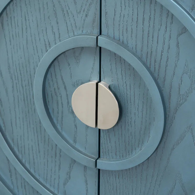 Retro Circular Groove Design Sideboard with Round Metal Door Handle