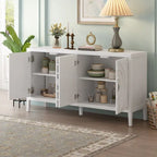 Retro Circular Groove Design Sideboard with Round Metal Door Handle