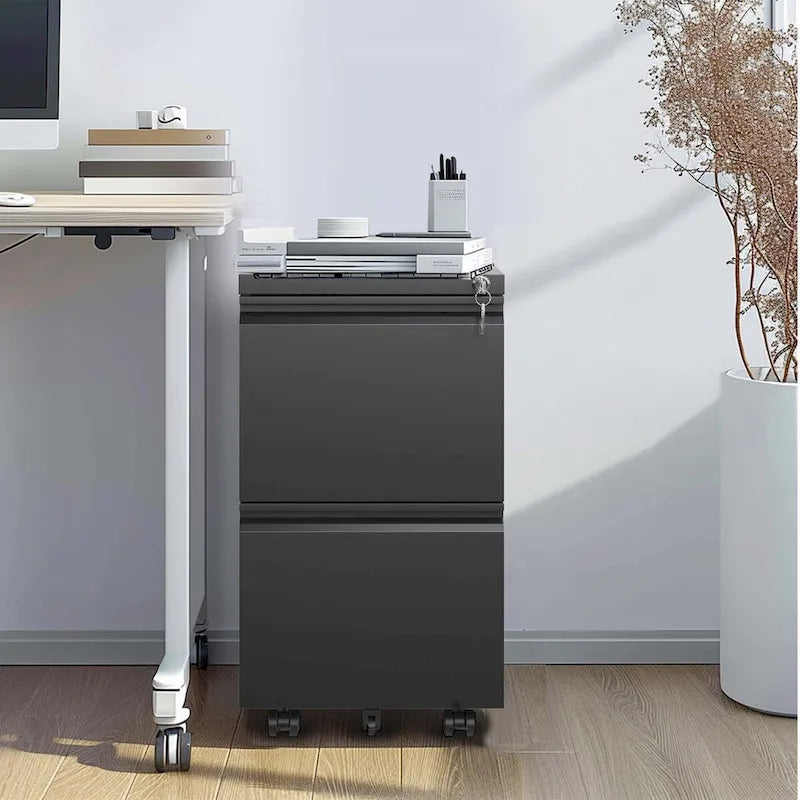 2-Drawer Metal Mobile File Cabinet with Lock