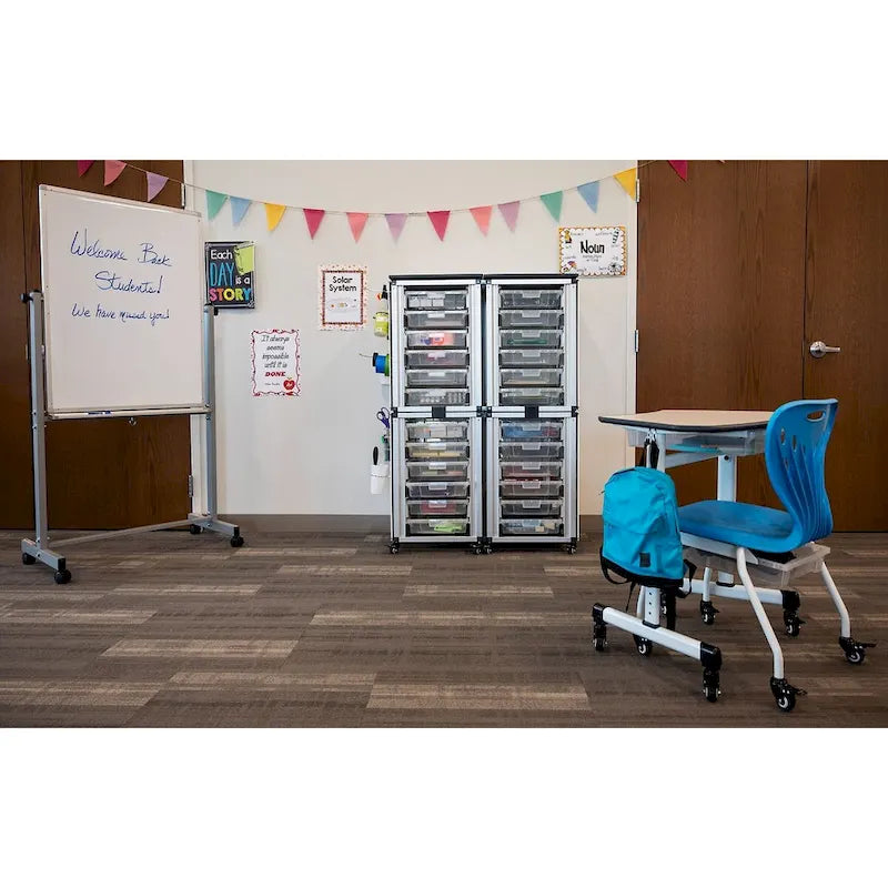 Modular Classroom Storage Cabinet - 4 stacked modules with 24 small bins - N/A