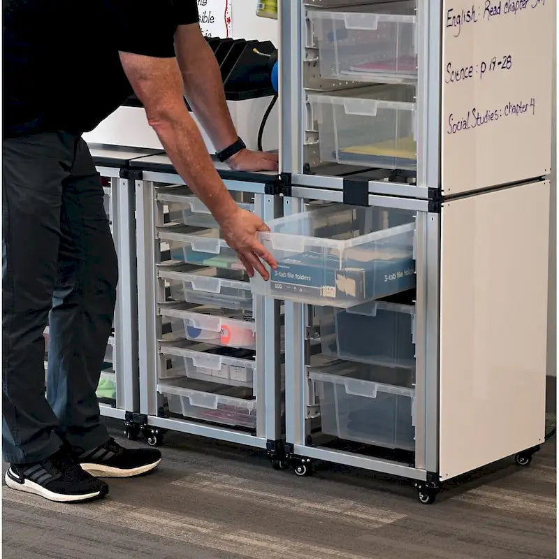 Modular Classroom Storage Cabinet - 4 stacked modules with 24 small bins - N/A