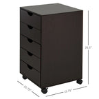 5 Drawer File Cabinet Storage Organizer Filing Cabinet with Nordic Minimalist Modern Style & Wheels, Brown