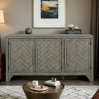 Storage Cabinet Sideboard with MDF+Pine veneer , Adjustable Shelves, Suitable for Living Rooms, Entrance and Study Rooms
