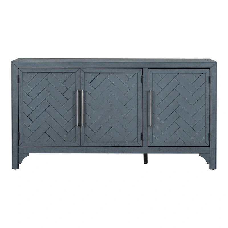Storage Cabinet Sideboard with MDF+Pine veneer , Adjustable Shelves, Suitable for Living Rooms, Entrance and Study Rooms
