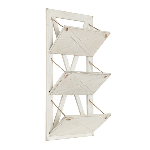 Kate and Laurel Hardeman 3 Pocket Farmhouse Wood Hanging Wall File Holder