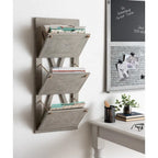 3 Pocket Farmhouse Wood Hanging Wall File Holder