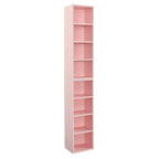 8-Tier Media Tower Rack, Slim Storage Cabinet with Adjustable Shelves