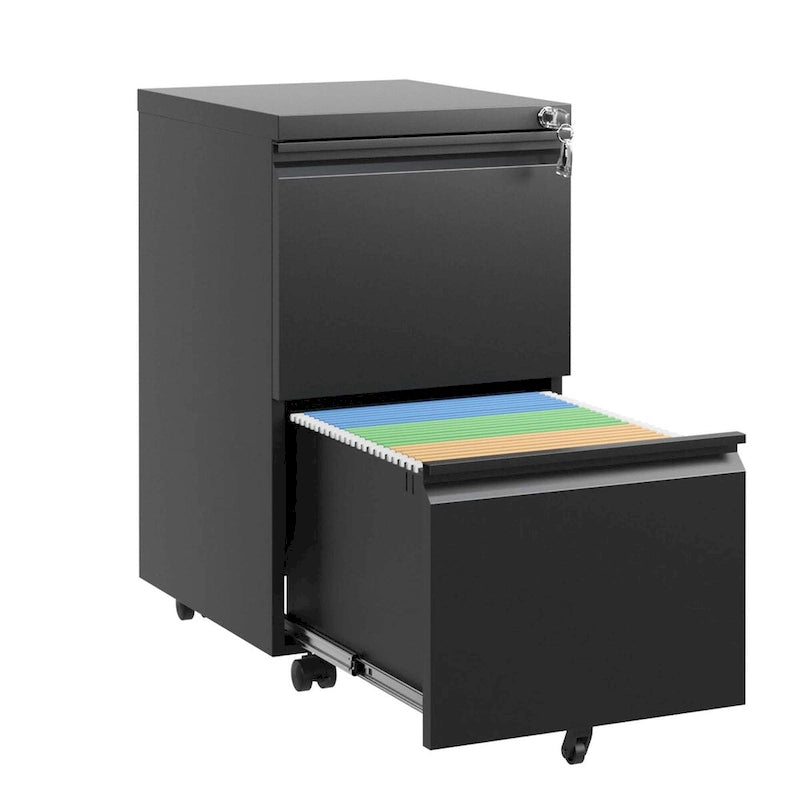 2 Drawer Metal Mobile File Cabinet with Lock for Hanging Legal/Letter/A4 Size