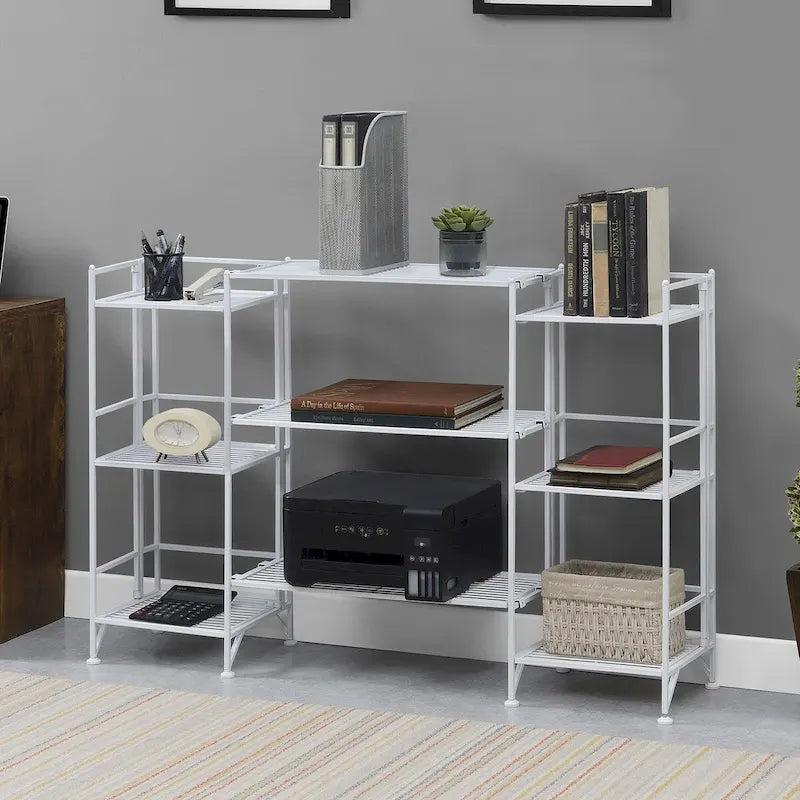 3 Tier Folding Metal Shelves with Set of 3 Extension Shelves