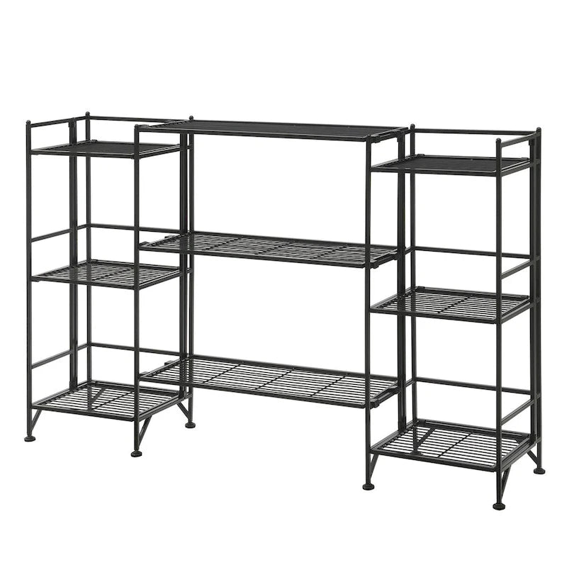3 Tier Folding Metal Shelves with Set of 3 Extension Shelves