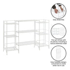 3 Tier Folding Metal Shelves with Set of 3 Extension Shelves