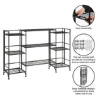 3 Tier Folding Metal Shelves with Set of 3 Extension Shelves