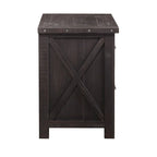Two Drawer Wooden File Cabinet with Metal Handle Pull and Crossed Side Plank