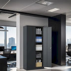 72H Metal Lockable Storage Cabinet with Doors and 4 Shelves
