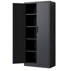 72H Metal Lockable Storage Cabinet with Doors and 4 Shelves